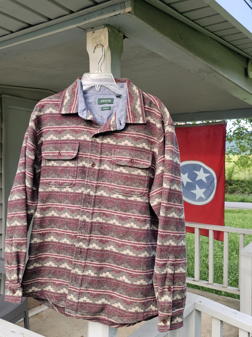 Orvis Men's Large Aztec Patterned Wool Shirt/Jacket